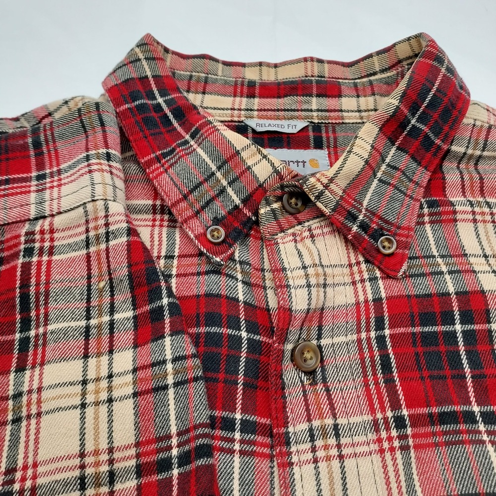 Carhartt‎ Relaxed Fit Flannel Shirt Men's XL Red Plaid Button Down Long Sleeve